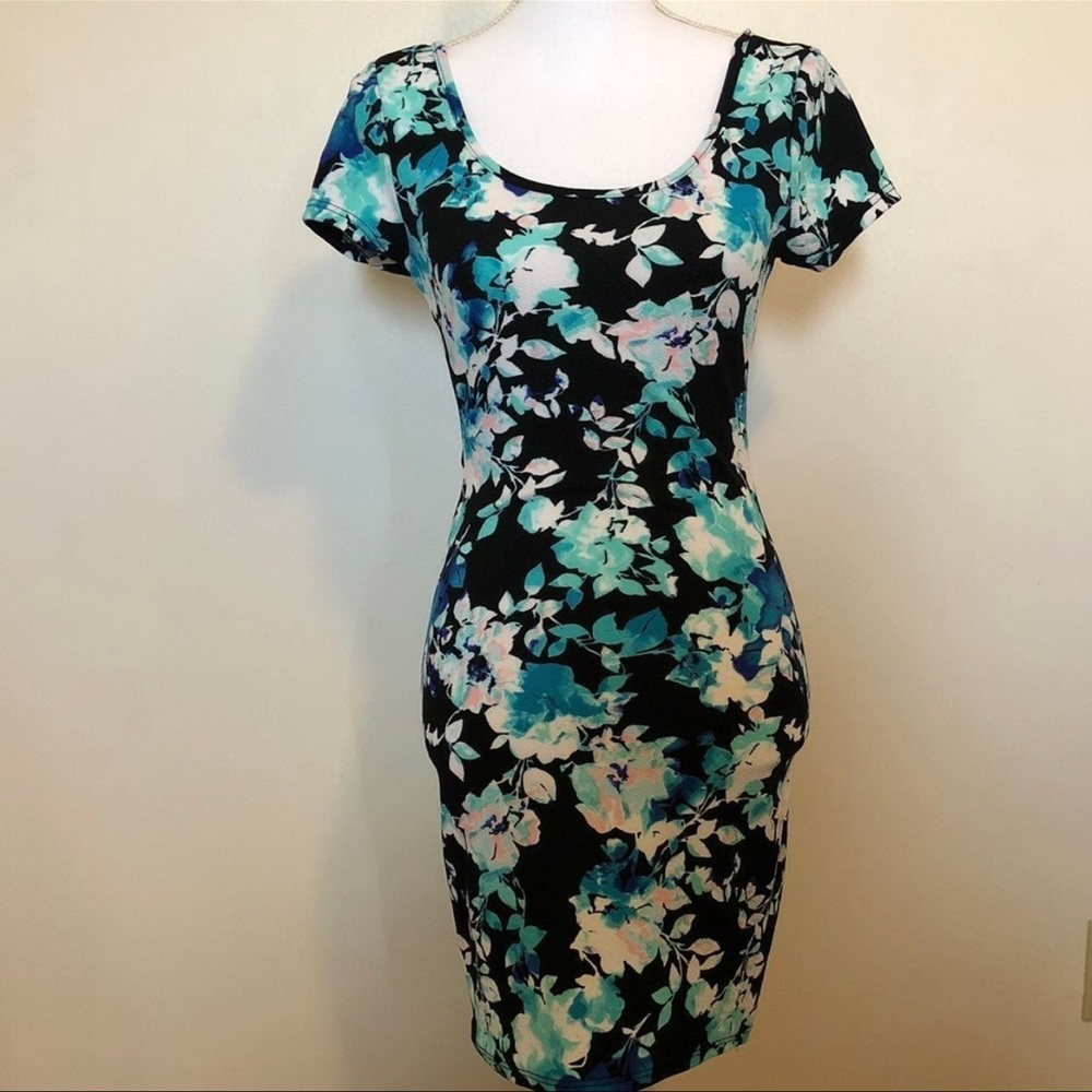 Charolette Russe Floral Black and Blue Women's Dress